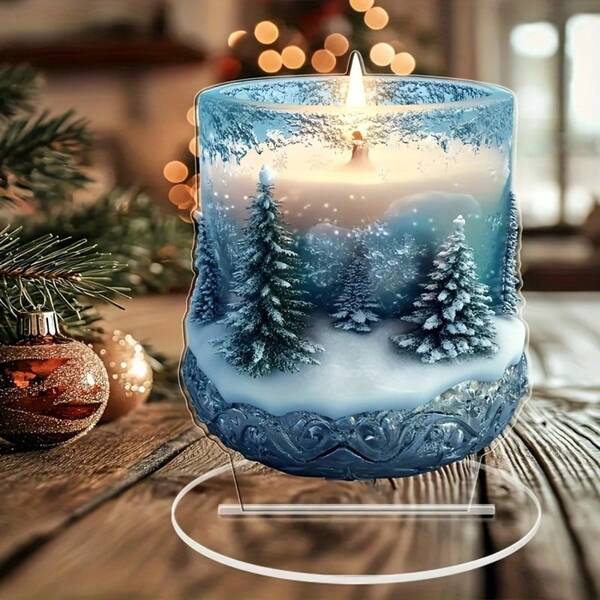1 件经典亚克力圣诞蜡烛装饰品 - 适用于卧室、客厅、咖啡厅，是送给家人和朋友的完美节日礼物