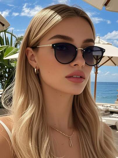 1 Pair Unisex Retro Round Metal Sunglasses, Classic Design For Outdoor Travel Beach Vacation Casual Wear, UV Protection Driving Glasses