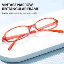 HYCHIC Fashion Fake Glasses Non Prescription  Glasses For Women  Rectangle Office-Siren Y2K Frame - 紅色彩虹花相框 - 查看 10
