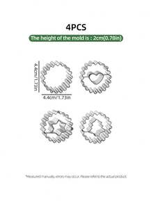 1 套 4 件套不锈钢饼干/曲奇模具 - 波浪形、心形、圣诞树形、星形、厨房烘焙工具，适用于面包店、情人节、生日、婚礼、万圣节、圣诞派对装饰和礼物、圣诞装饰、送给家人和朋友的绝佳礼物、圣诞派对纪念品、节日派对用品