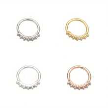 Copper Inlaid Synthetic Zirconia Nose Ring, Simple And Charming, Requires Piercing - 金色 - 查看 2