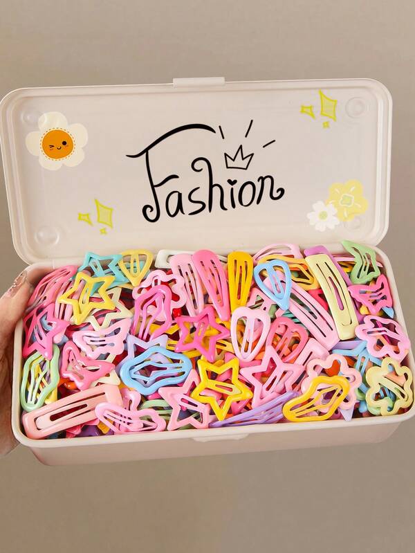 20 قطعة/عبوة مشابك شعر على شكل نجمة ملونة، قطرة ماء، قلب، زهرة، نيزك لاستخدام الأطفال اليومي