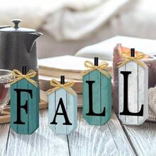 4 Pcs Blue Fall Decorations Home, Thanksgiving Blue Fall Sign Wooden Tiered Tray Decor Vintage Farmhouse Table Decor Autumn Harvest Tabletop Centerpieces Home Kitchen Indoor Mantel