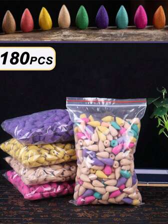 180pcs Elegant Backflow Incense Beads, Mixed Fragrance Incense Fountain Smoke, Natural Floral & Woody Material, Instant Aromatic Air Freshener For Spa, Yoga, Relaxation, Festivals, Birthdays, Housewarming Parties, Dinners
