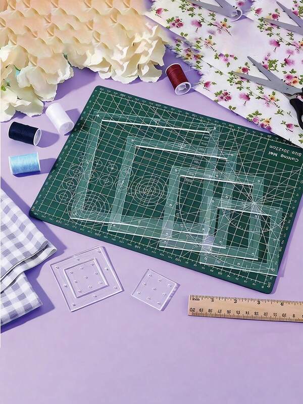 6-Piece Square Quilting Template Set - Transparent Acrylic Quilting Rulers For Drawing And Embroidery, Handmade Quilting Template Tools, Transparent And Durable.