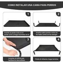 Cama para Perro, 102 * 69 * 21cm Cama Elevada para Perro Porttil con Malla Lavable y Transpirable, Marco de Metal, para Uso Interior, Exterior y Camping Negro, X - Large - negro + Grande - Ver 7