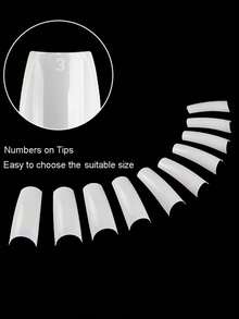 500PCS Half Cover False Nails Tips Acrylic Nail Tips 10 Sizes Lady French Style Acrylic Artificial Tip Manicure With Box For Nail Tips Art Salons And Home DIY