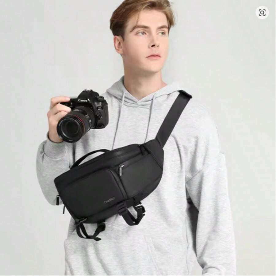 Bolsa de cintura para hombres. Nueva bolsa de cintura para fotografía con asa suave, bolsa de cámara multifuncional de un solo hombro, bolsa de cámara digital resistente al agua y al desgaste. Material y película