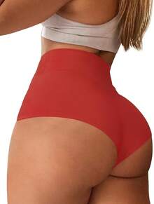 Women's High Waist Yoga Booty Shorts Workout Spandex Dance Hot Pants Butt Lifting Leggings Rave Outfits Customized Christmas New Year - 紅色 - 查看 12