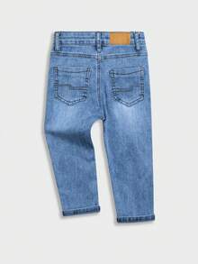 Boys' Fashion Distressed Denim Jeans, Cotton Stretch Casual Comfortable Fit, Light Blue Wash - Medium Wash - View 3