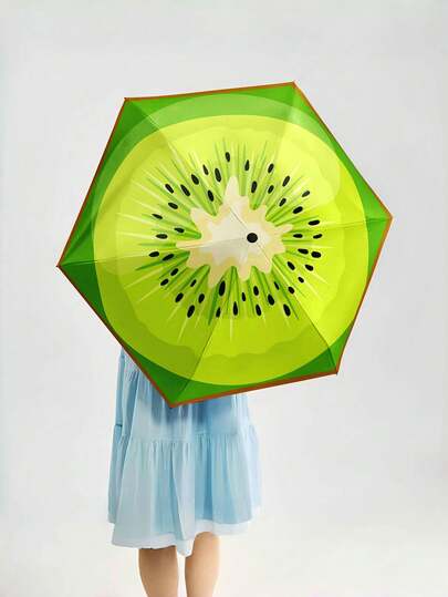 Guarda-chuva Dobrável Mini Kiwi, Presente, Ultraleve, Portátil, Escola, Diversão, Proteção UV, À Prova de Chuva, Essenciais de Bolso para Viagem, Proteção Solar para Mulheres