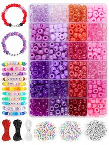 600pcs Pony Beads Set, 24 Colors Plastic Craft Bead For Diy Jewelry Making, Bracelets, Necklaces, Craft Jewelry Making, Festival Birthday Gift Jewelry Making Kit