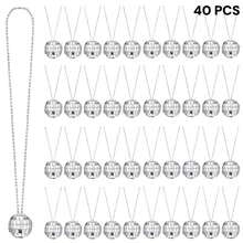 40 Pcs Mirror Disco Ball Fashion Necklaces For Man Women Party Decoration, Silvery Hanging Disco Ball Necklaces For 70s Party Dancing Party Favor, Party Accessories - 銀色 - 查看 1