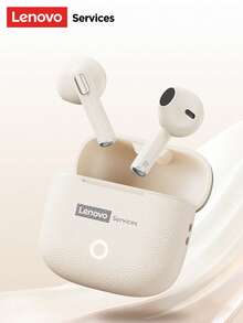 Fones de Ouvido Bluetooth Minimalistas Lenovo LE220, Meia Inserção, Esportes, Música, Efeito de Som Panorâmico, Alta Qualidade, Chamadas de Alta Definição, Fones de Ouvido Sem Fio, Compatível com Smartphones e Computadores, Presente Elegante para Férias - Bege - Visão 2