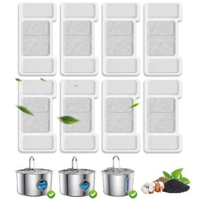 6/12/16/24pcs Pet Water Fountain Filters, With Multi-Stage Filtration System & Activated Carbon Filter, Suitable For Automatic Cat Water Dispenser And Stainless Steel Pet Water Fountain