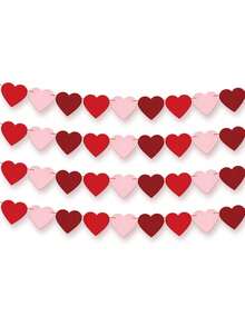 10pcs/Set Heart Shaped Garland Felt Banners For Valentine's Day DIY Crafts, Anniversary, Fireplace, Room, Home Decor, Atmosphere Setting, Family Gathering, Wall, Theme Party Hanging Decoration, Garden Yard Decor - 彩色 - 查看 1