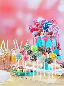 1pc Acrylic Transparent Lollipop/Cake Pop Stand, 20/15 Holes Lollipop Display Rack, Cake Pop Display Stand, Candy Display Rack, Suitable For Wedding, Birthday Party, Halloween And Other Occasions, Cake Pop Display Stand, Transparent Acrylic Cake Stand, Dessert Display Stand, Birthday Party Table Decor - Multicolor - View 3