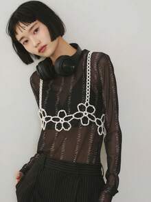 1Pc Flower-Shaped Beaded Cami Bustier Minimalist Design Cute Floral Pearl Top Double-Row Or Single-Row Configuration Available Fashion Essentials