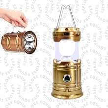 Lámpara solar compacta de acampar emergencia recargable USB entrada tipo C camping senderismo linterna resistente agua portátil batería de larga duración actividades exteriores iluminación multiusos - Dorado - Ver 4