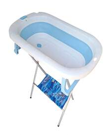 bañera para tu bebe incluye base metalica con cojin respaldo - Azul - Ver 7