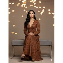 Elegante Vestido Largo de Escote en V con Detalle Frontal | Perfecto para Bodas, Galas, y Eventos Nocturnos - Granate - Ver 4
