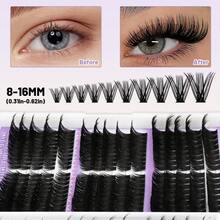 570 Pcs DIY Lash Clusters Kit, 30D~100D Pre Map Volume Eyelash Clusters Kit,Mix Lengths Individual Extensions With Dual End Bond And Seal And Tweezers For DIY At Home Use (8-16mm ) - màu đen - Xem 3