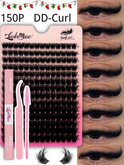 392PCS/196PCS Lash Clusters Kit – 150D Faux Mink DIY Lash Extension, Premium D Curl Individual Lash Clusters 0.31–0.63inch, Natural Volume, Lightweight & Reusable, Easy-To-Apply Eyelash Kit With Lash Bond & Seal, Tweezers & Lash Brush, Perfect For Daily Wear, Wedding, Cosplay, Halloween, Thanksgiving, Christmas & New Year's, Lash Clusters, Eyelash Clusters, Individual Eyelashes, Lashes, Fake Lashes, Beauty & Health, Personal Care, Festive Glam Beauty
