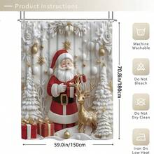 1/3/4pcs Merry Christmas Winter Decorations Shower Curtain Set Santa Tree Ball Faux 3D Cute Red Golden White Shower Curtain Bathroom Set, Minimalist Cartoon Waterproof And Wear-Resistant Accessories,With 12 Hooks - Includes Toilet Seat Cover, Bath Mats, And Rugs - Non-Slip Polyester Fabric - Washable - Perfect For Holiday Decor,Home/Bedroom/House/Western Decor