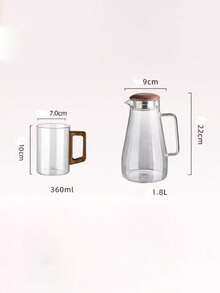 1pc High-Capacity, Stylish, Heat-Resistant Glass Water Pitcher, Transparent Borosilicate Cold Water Carafe - Multicolor - View 11