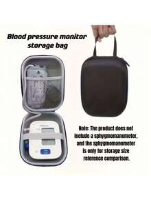1 个耐用便携式血压监测仪手提箱，带手柄 - 织物保护硬壳收纳盒，适用于整理袖口和数码设备，黑色，拉链开合，简约设计，便携包 | 纤薄黑色包 | 安全拉链开合，血压监测仪包