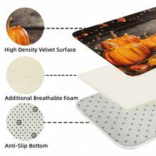 1pc Pumpkin Pattern Floor Mat, Soft Plush Surface, Anti-Fatigue Rug For Home, Bathroom, Kitchen Decor, Thanksgiving, Christmas And Autumn Themed, Classic Minimalist Style, Comfortable Underfoot, Relieve Fatigue