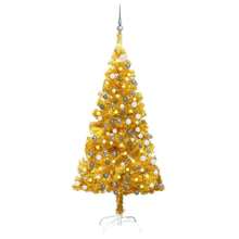 Künstlicher Weihnachtsbaum Beleuchtung & Kugeln Gold 120 cm PET-XY242787
