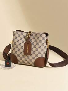 High-End Commuter Tote Bag, Bucket Bag, Women's Fashion New Style, Plaid Pattern, Women's Shoulder Crossbody Bag, Retro Versatile, Large Capacity Handbag, Best Mother's Day Gift