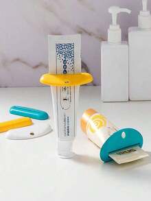 2pcs Random Color Japanese Style Toothpaste Dispenser, Hand Cream Squeezer, Face Wash Tube Holder, Manual Toothpaste Roller - 彩色 - 查看 4