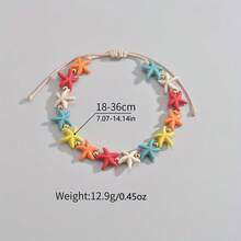 Ocean Style Candy Color Beaded Braided Turtle Starfish Beach Waterproof Wax Thread Anklet - XY-3473 - 查看 7