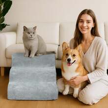 Portable Dog Steps For Bed – Compact 3-Step Foam Stairs (56 X 40 X 35 Cm) – Easy Climbing Aid For Small Dogs, Senior Pets & Injured Animals – Features Detachable Cover & Grippy Base - Grey - View 5