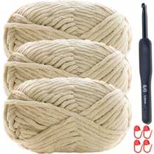 Bộ 3 sợi len ấm 150g, bao gồm dụng cụ đan và bút đánh dấu màu, len dày vừa tự làm thủ công, cuộn len Ice 50g/50m, dùng để đan khăn quàng cổ, giày dép, khăn choàng, áo len, búp bê, v.v. (Bút đánh dấu màu ngẫu nhiên) - Nhiều màu - Xem 23