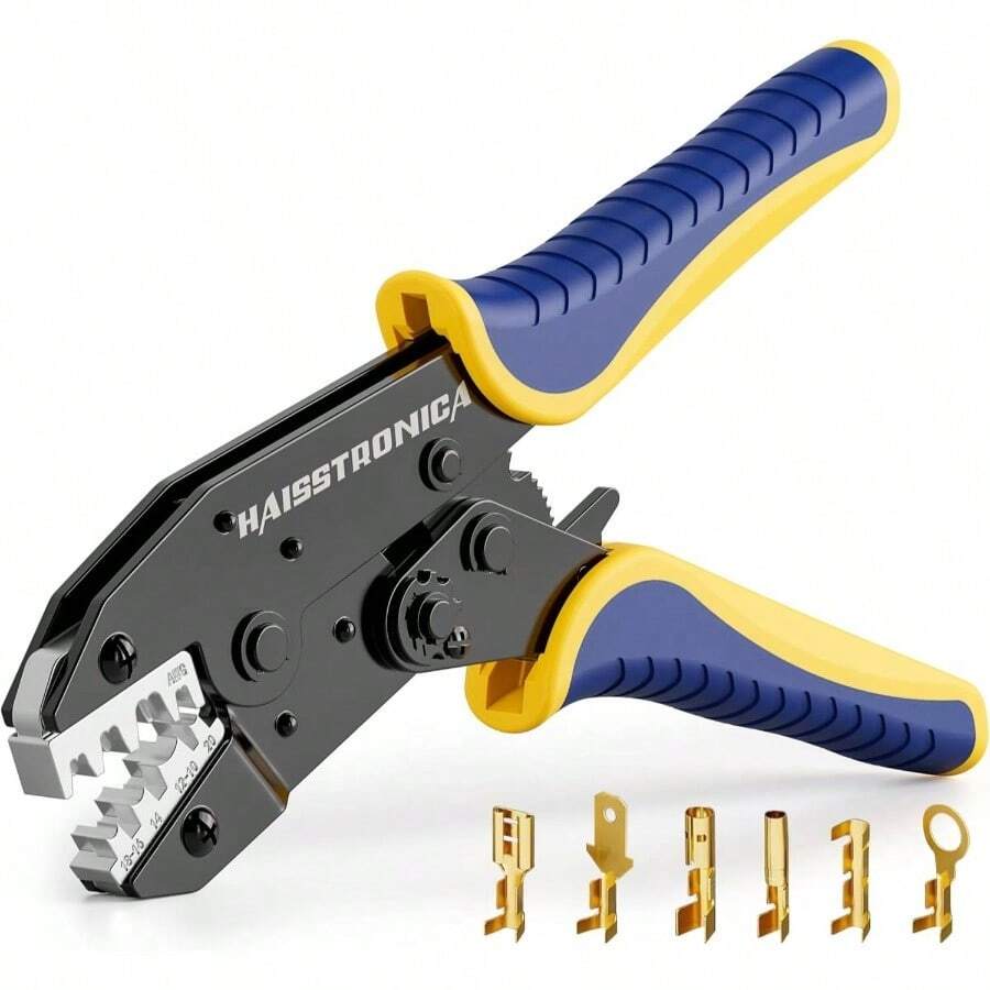 Crimping Heat Shrink Connectors - AWG 22 - 10 Ratchet Wire Terminal Crimper - Ratcheting Crimper Tools - Available Insulated Nylon Connectors And Electrical Wire Connectors - 8327 - 適用於非絕緣開口端子 - 查看 1