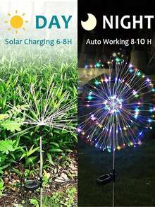 1 件 60/150/200/240LED 太阳能花园烟花灯户外烟花太阳能草坪灯适用于房车街道户外露台后院庭院小路走道圣诞装饰彩色/暖白/白色 IP54 - 彩色 - 查看 4