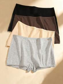 4 piezas/Paquete Pantalones cortos de hombre minimalistas de unicolor - Multicolor - Ver 3