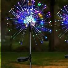 1 件 60/150/200/240LED 太阳能花园烟花灯户外烟花太阳能草坪灯适用于房车街道户外露台后院庭院小路走道圣诞装饰彩色/暖白/白色 IP54 - 彩色 - 查看 17