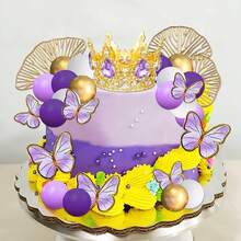 LaVenty Snowflake Balls Cake Toppers Frozen Princess Cake Decoration Tiara Crown Birthday Decoration For Birthday Boho Party Supplies - Multicolor - View 8