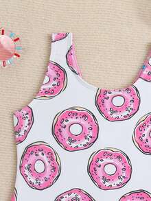 Bộ đồ bơi liền thân hình bánh donut dễ thương dành cho bé gái, độ tuổi 4-8. - Nhiều màu - Xem 4