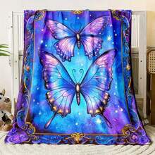 Adult Gift, Dream Butterflies Print Blanket - Lightweight Flannel Blanket For Sofa, Bed, Travel, Living Room, Office, Sofa, Chair & Bed - Digital Printed Blanket, Soft And Warm Flannel Fabric, Gift For Family Or Friends - Power Mode: Uncharged; Fabric Material: Polyester (Polyester Fiber); All-Season: All Seasons; Weave Type: Chunky Knit; Operation Instruction: Hand Or Machine Wash