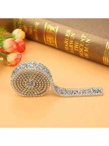 EstiloDiamond Ribbon, Rhinestone Acrílico Diamond Ribbon Sparkle para Accesorios de Ropa Cinturón de Estampación en Caliente Clip para el Cabello Zapato de Decoración(Plata)Versión mejorada - Pago - Ver 6