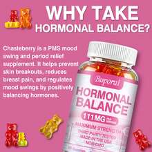Gomitas Para El Equilibrio Hormonal Femenino: Alivio Del Síndrome Premenstrual, Ayuda Con La Hinchazón, Control De Peso, Síndrome De Ovario Poliquístico Y Menopausia - 120 Unidades - 60 gomitas - Ver 3