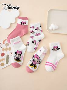 Disney 5双可爱卡通米妮图案船袜，彩色提花设计，透气，四季皆宜，欧美尺码，日常穿着舒适 - 彩色 - 查看 3