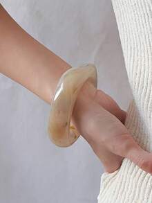 3 piezas Brazalete acrílico semi-transparente asimétrico exagerado y versátil para mujeres - Multicolor - Ver 6