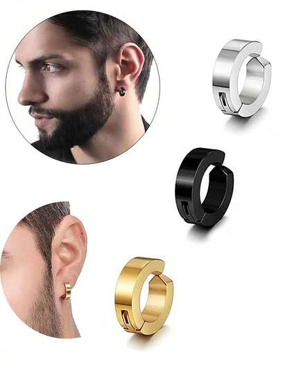 3 Paia di orecchini a molletta in acciaio inossidabile, gioielli punk senza foratura, orecchini finti per donne, uomini e ragazzi