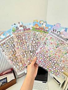 Cartoon Double-Layer 3D Stickers - Bright Asymmetrical Shape Decorative Stickers Suitable For Notebooks, Water Bottles, DIY Scrapbooks, Luggage, Computers, And Phone Cases, Reusable Matte Surface, Creative , Notebook Stickers, Reusable Waterproof Self-Adhesive Cute Animal Characters, Pastel DIY Scrapbook Decorative Stickers, Creative Gifts For Journals And Planners, Cute Double-Sided Cartoon Style Stickers.